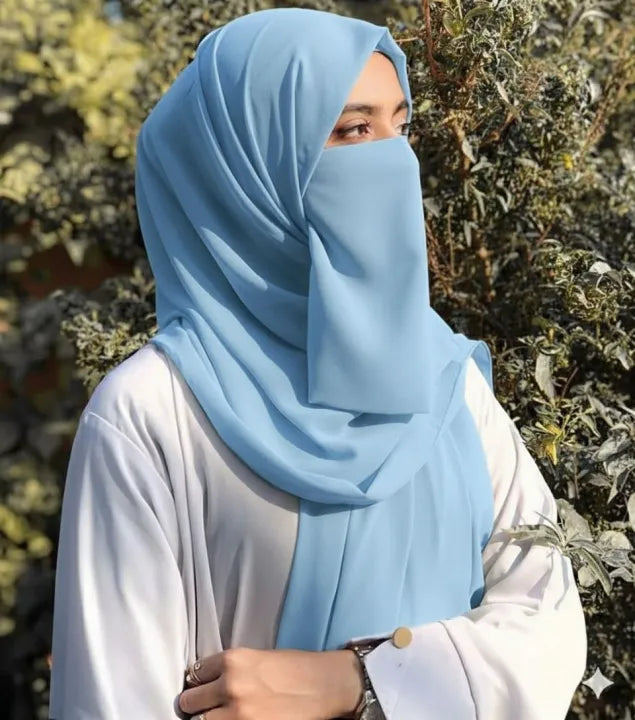 Premium Chiffon Niqab Hijab Set – Modest & Elegant | Multiple Colors